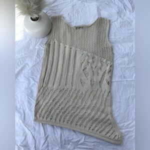 NWOT Zara Beige Destructed Knit Sleeveless Top